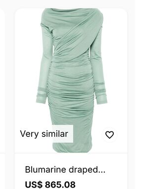 Blumarine Archival Ruched Asymmetric Draped Viscose Midi Dress -US 4